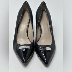 COACH Leather Patent TOE Pointed HEEL BLACK 2 1/2” HEEL Cushioned Comfy SZ 8B